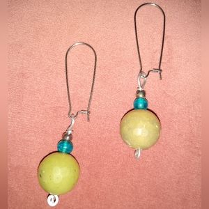 Serpentine Jade Faceted Stone Handmade Earrings Big New Green Gemstone